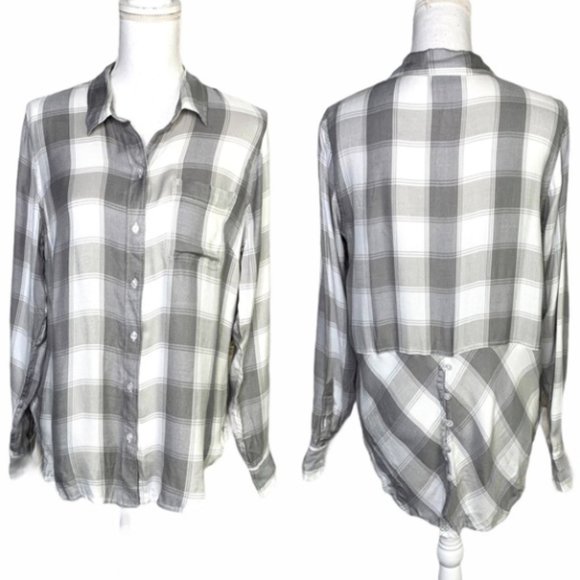 Lucky Brand gray and white super soft flannel button up shirt szL - Picture 1 of 11